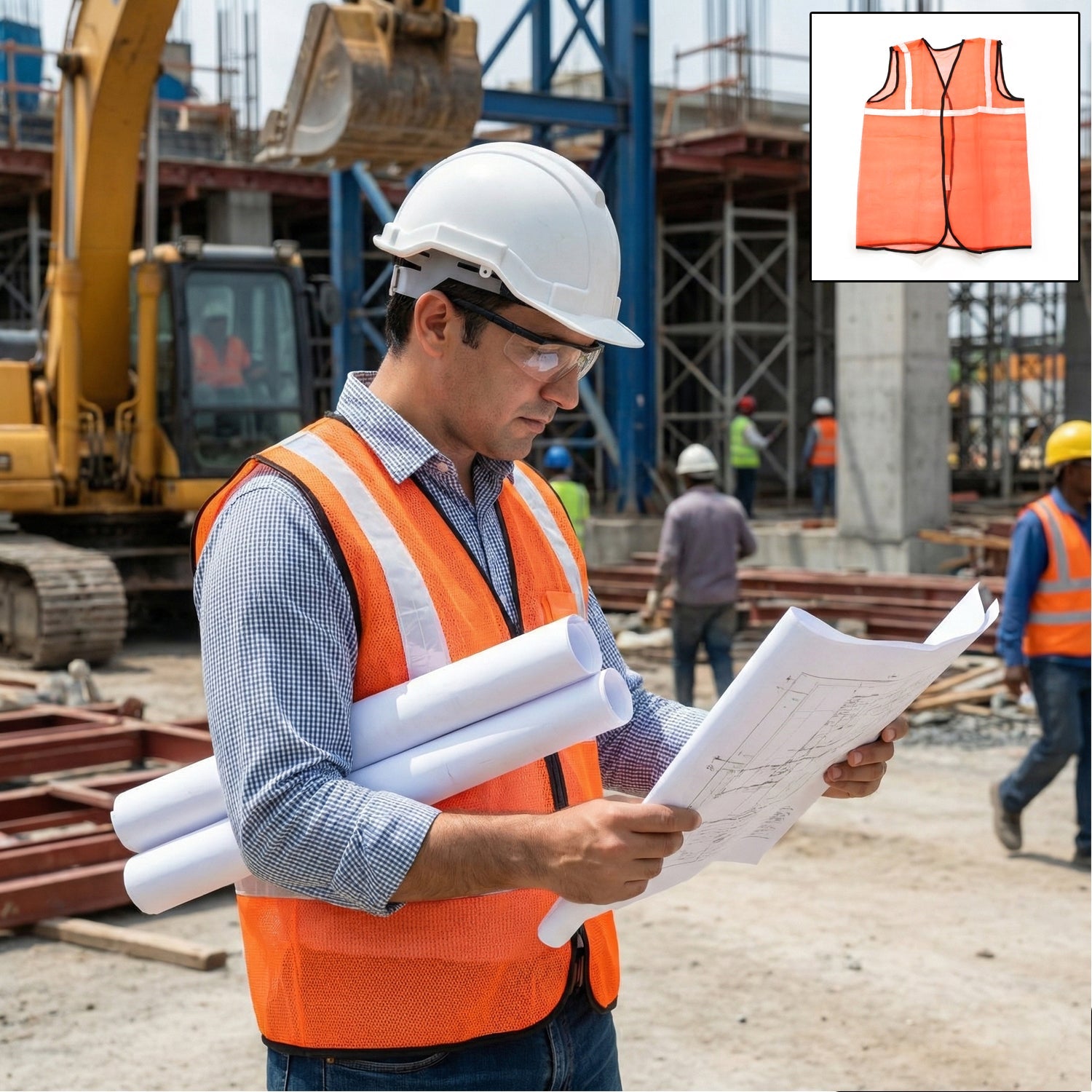 Orange Safety Jacket For Having protection against accidents usually
