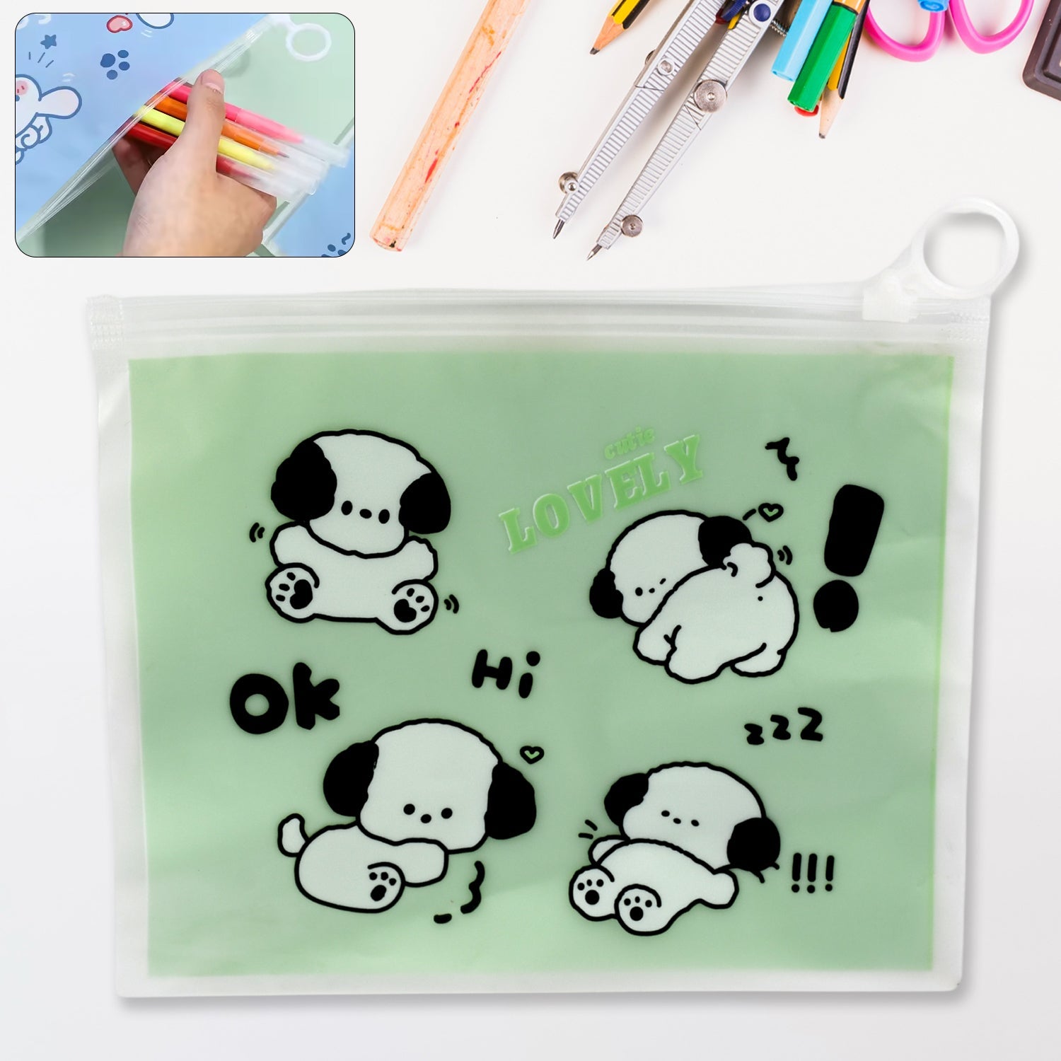 Reusable Multipurpose Pouch Pen Stationary Case Travel,   (1 Pc/ Mix Design)