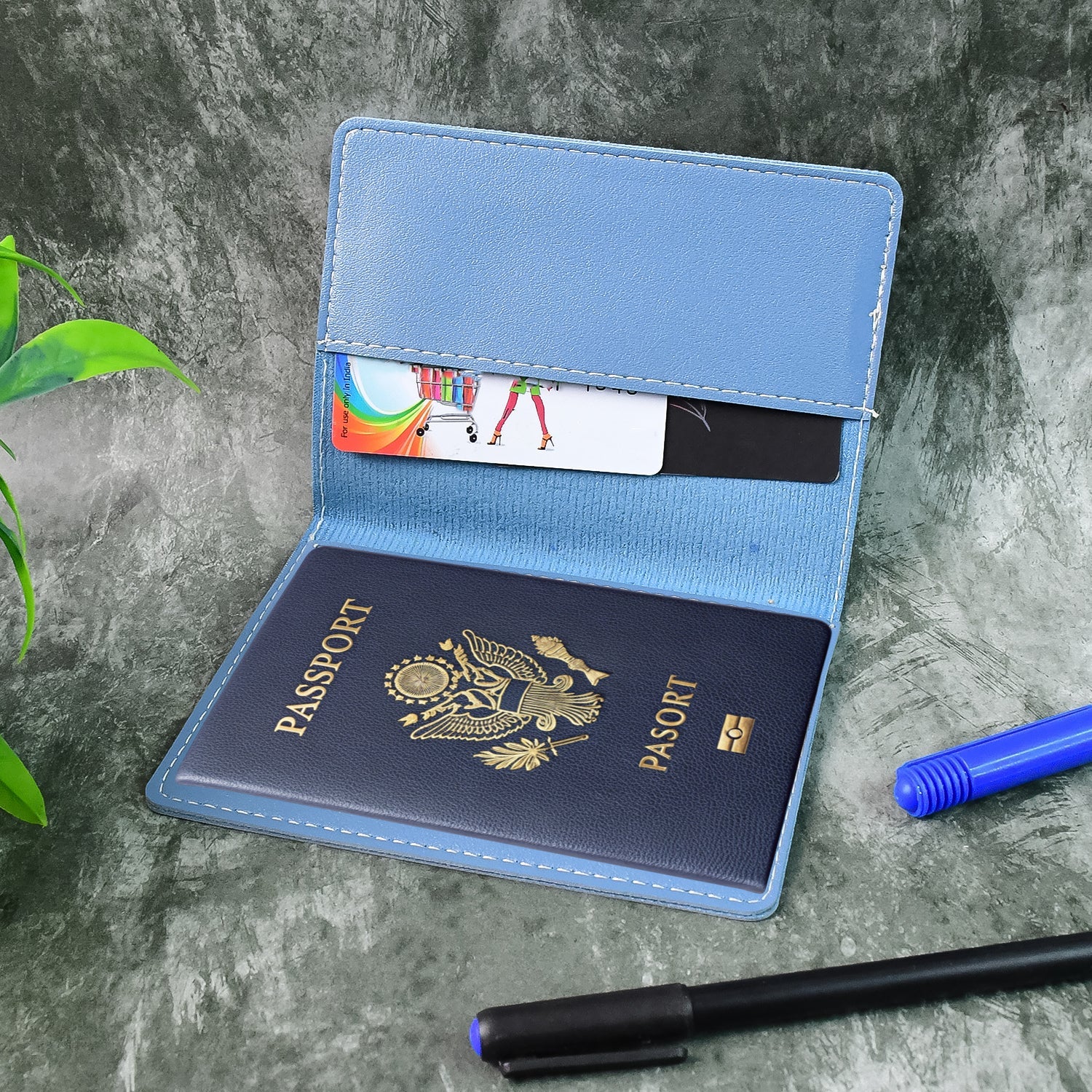 Premium PU Leather Passport Holder with Card Slots (1 Pc)