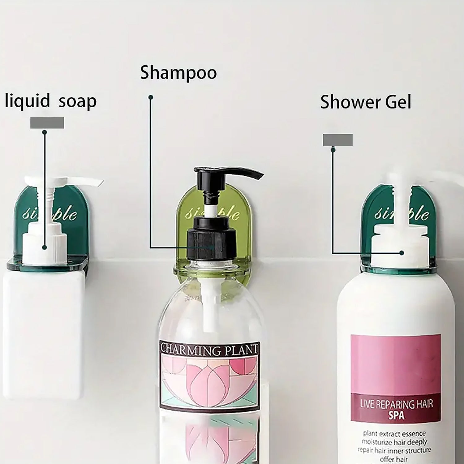 Wall Mounted Shower Gel Bottle Holder L‑Shape Rust Resistant Seamless Hook