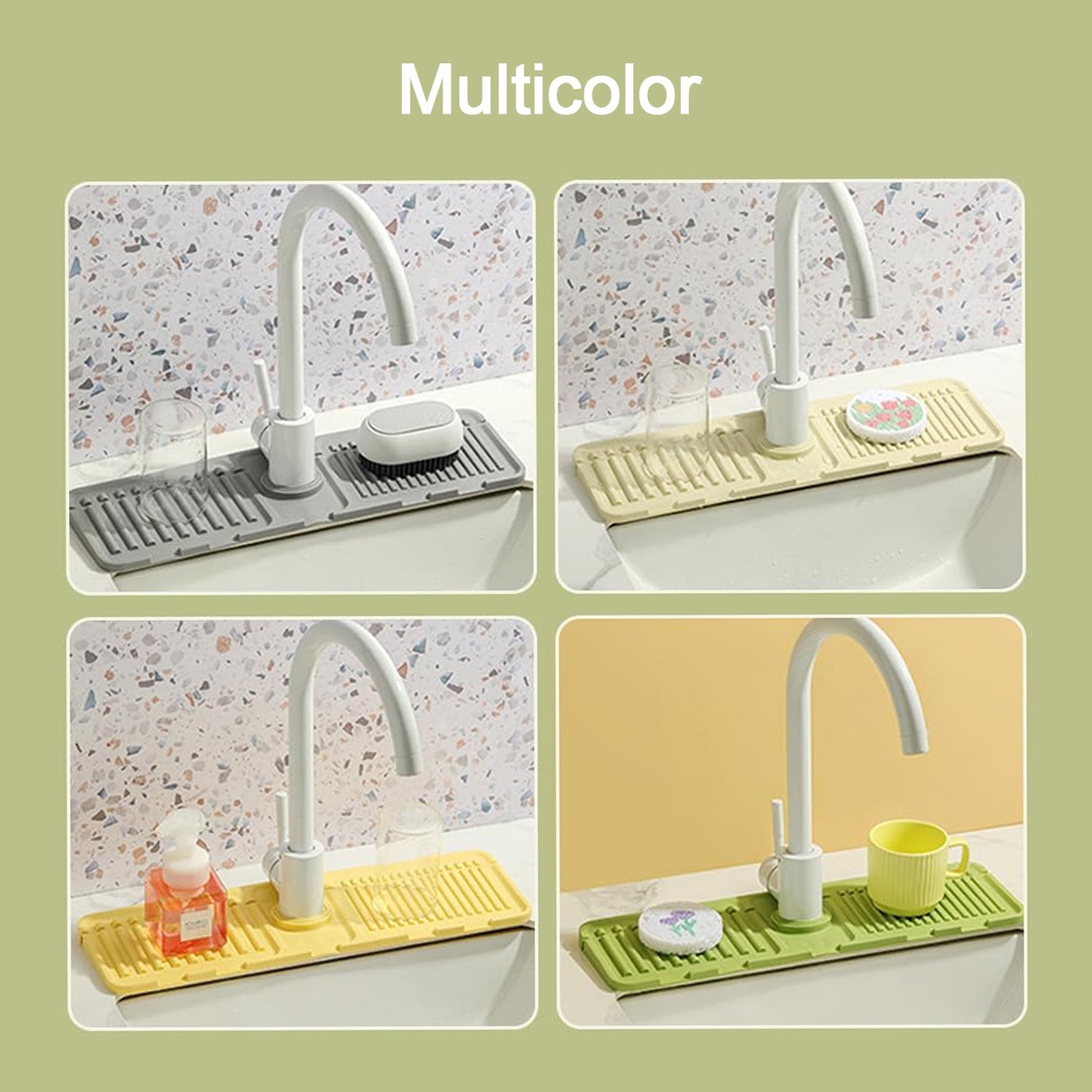 Silicone Faucet Splash Guard Pad Kitchen & Bathroom Sink (1 Pc / Mix Design & Size)