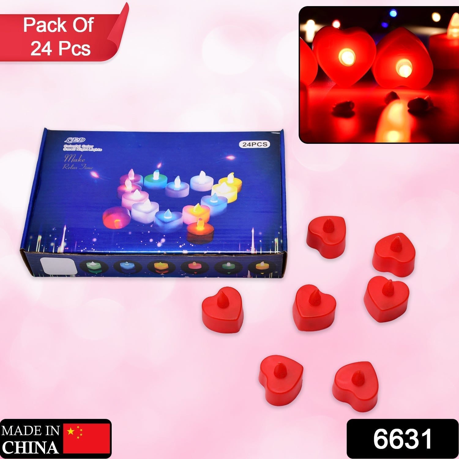 LED Heart Tea Light Candles