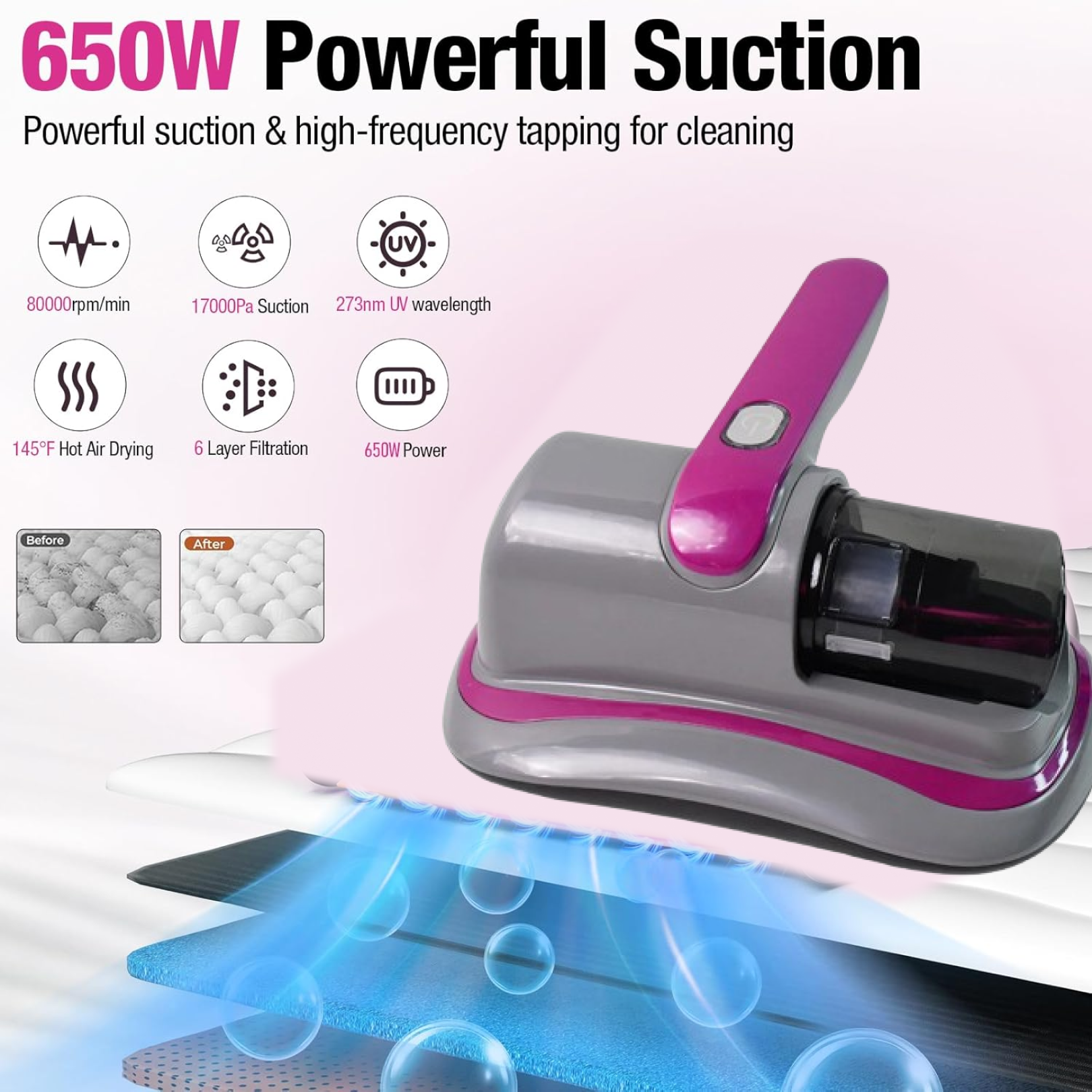 Low Noise Vacuum Cleaner for Bed