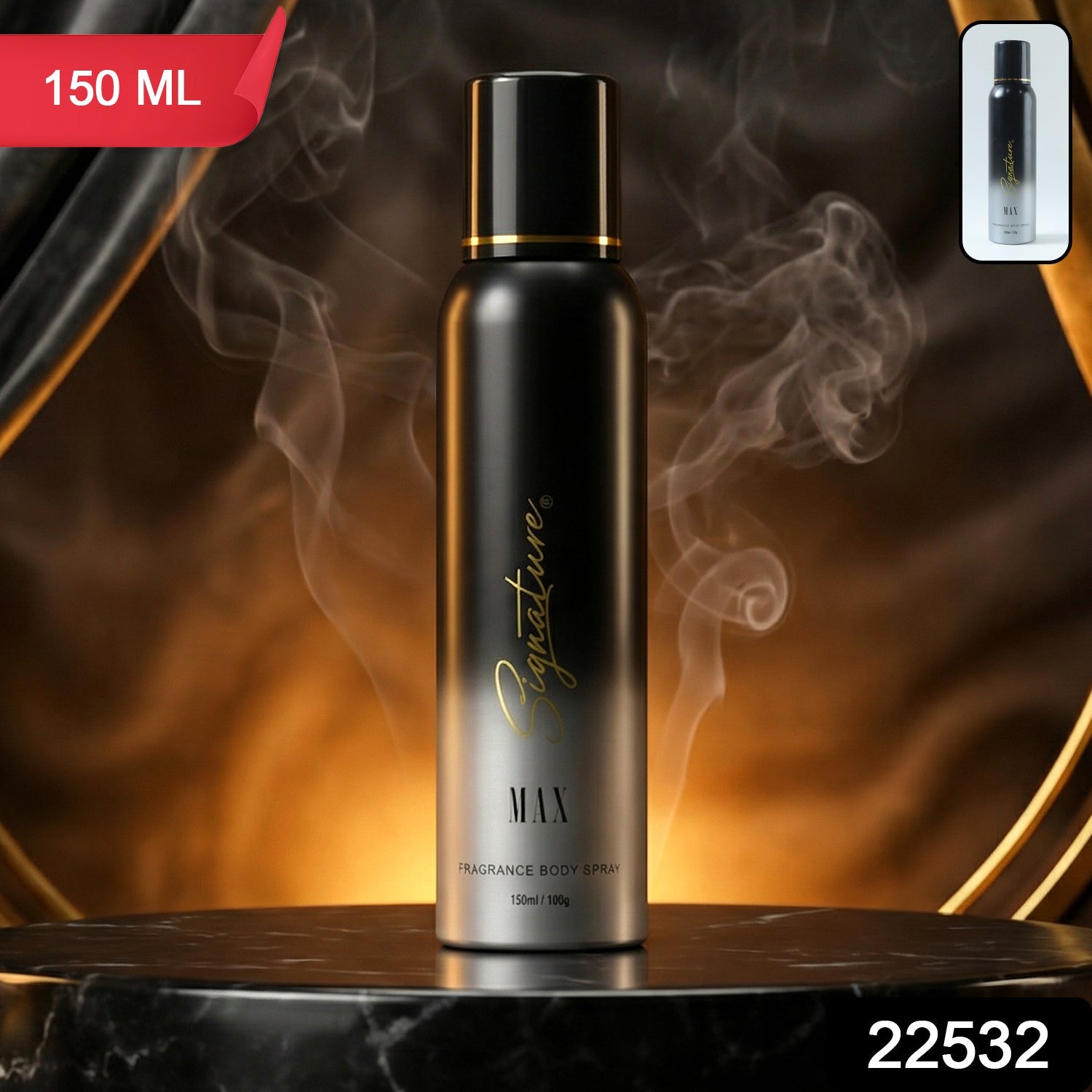 Signature max deodorant spray bottle design