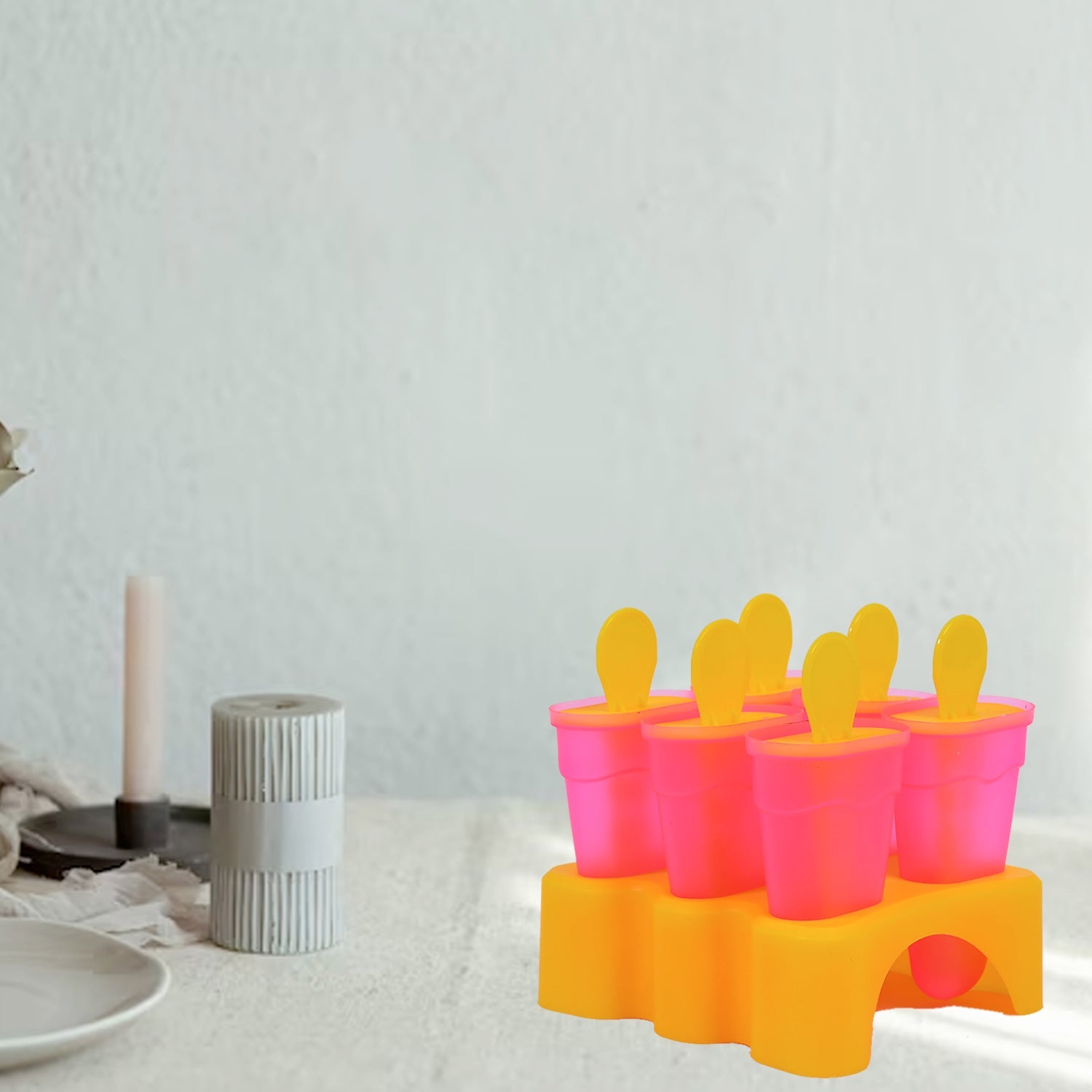 Kulfi Maker Moulds Set Plastic Homemade Kulfi Mould 6pcs Set For Freezer Use