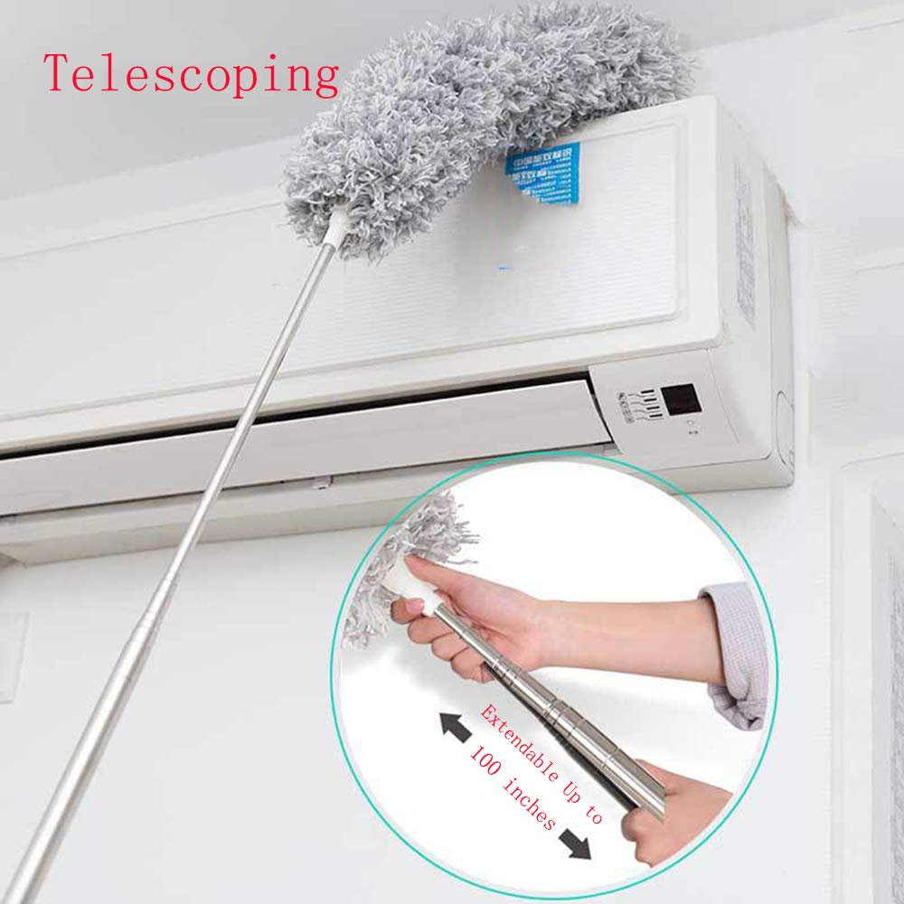 Microfiber Dusters for Cleaning 100 inches Extendable Handle Pole