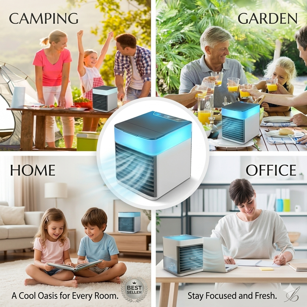 Mini Portable Air Cooler with LED Light & Water Fill