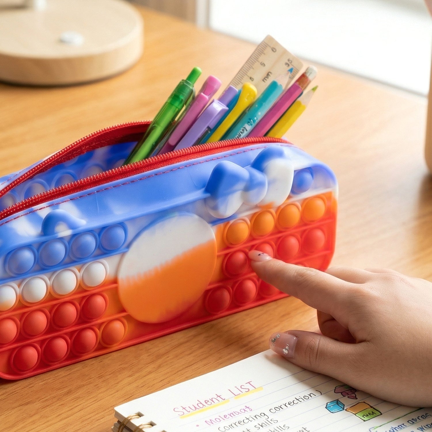 silicone pop it pouch for stationery storage