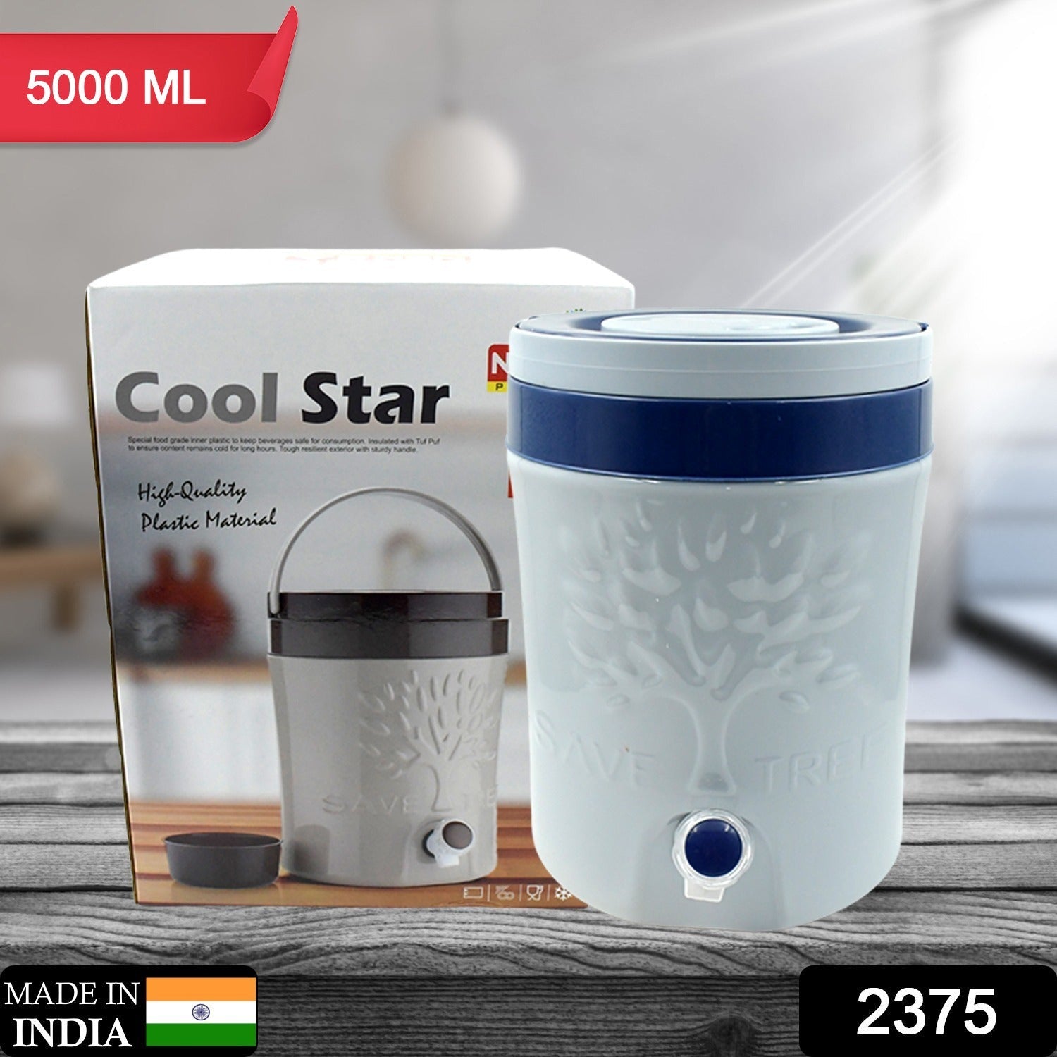 Insulated Water Jug with Tap (5000ml): Leakproof, Travel Cooler
