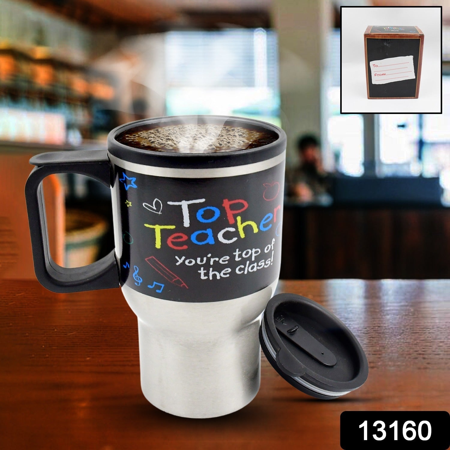 Stainless Steel Insulated Travel Mug - Double-Walled Vacuum Cup Lid & Handle, Tumbler