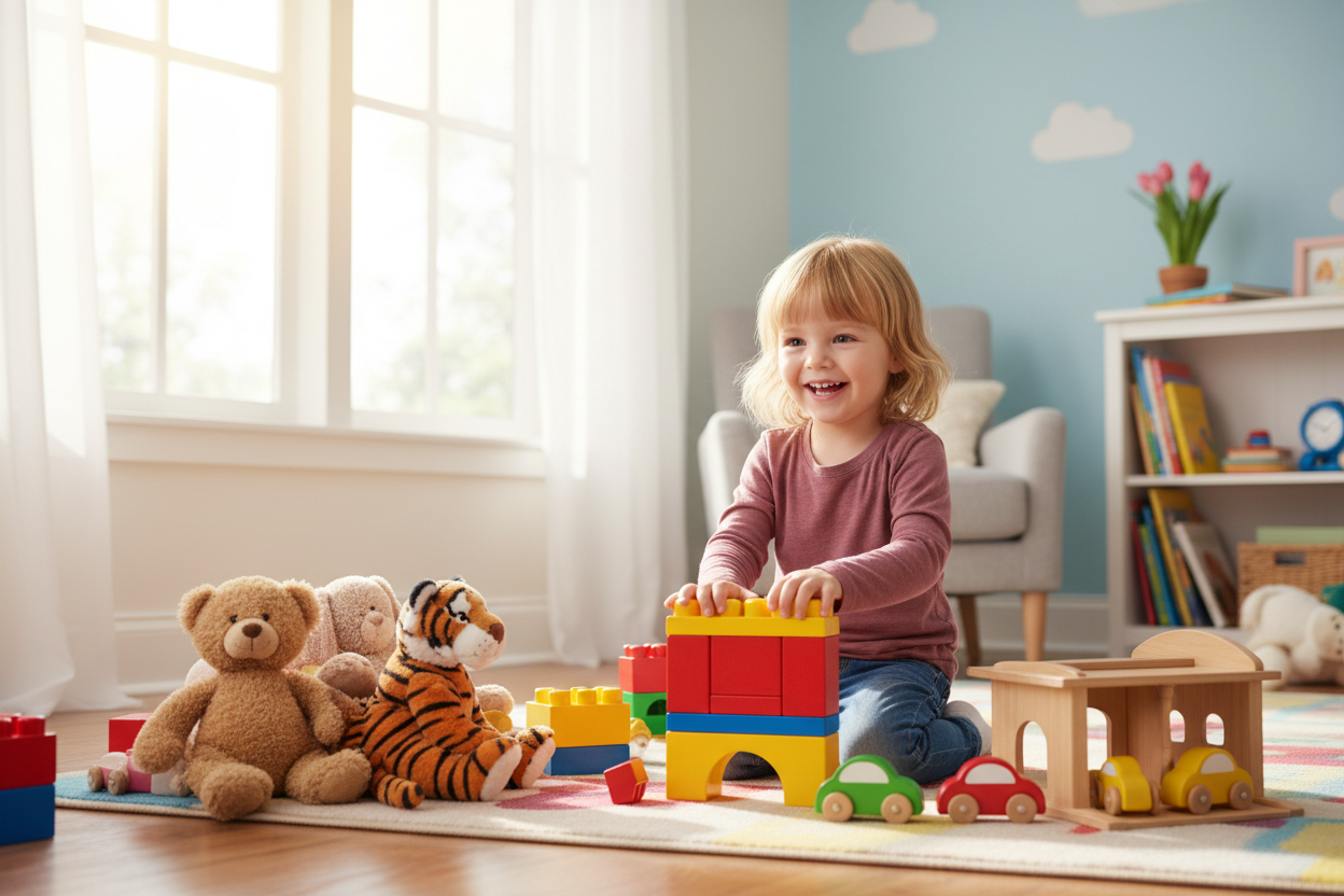 Kids push toy with single wheel and two lights