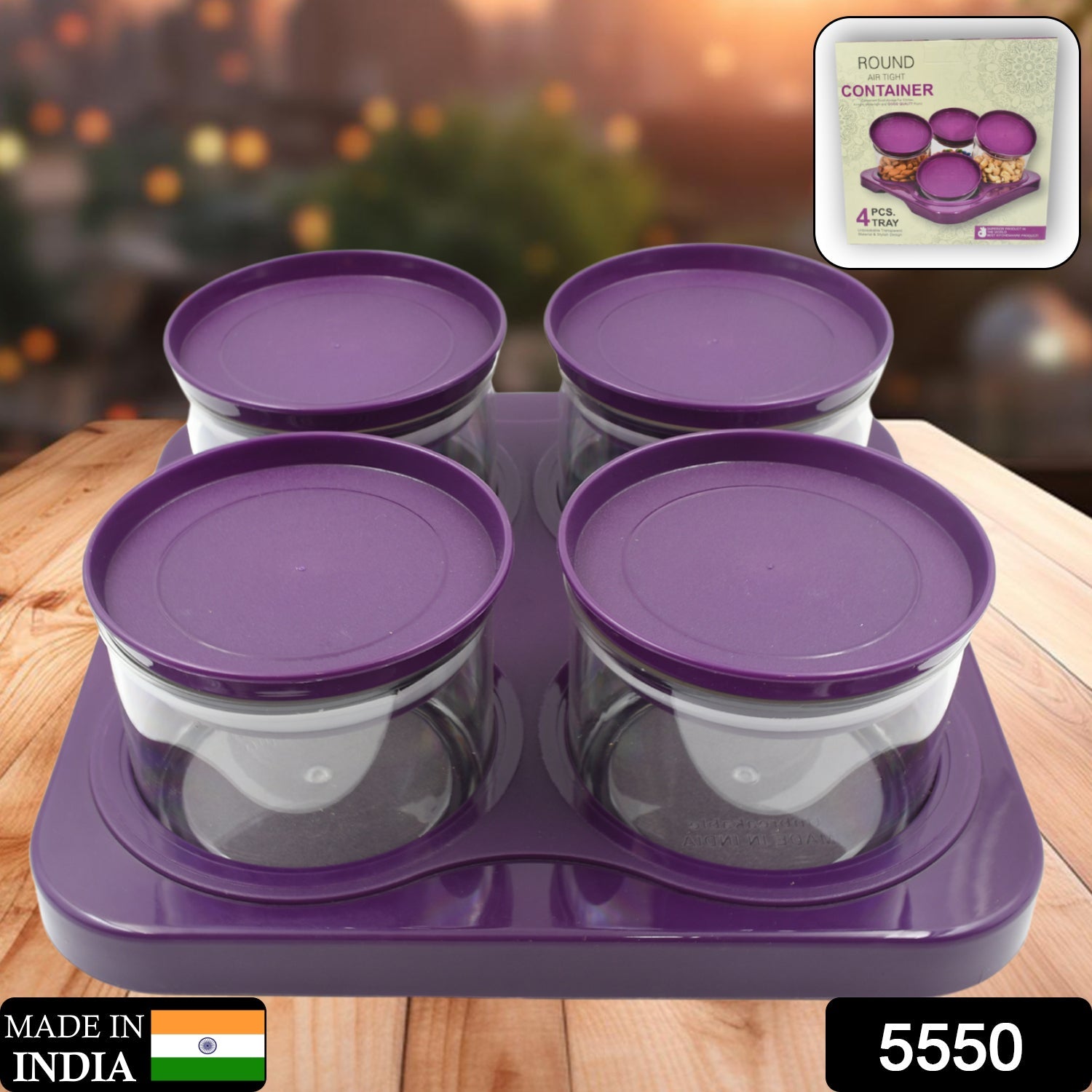 Airtight Plastic 4 Pc Storage Container Set, With Storage Container